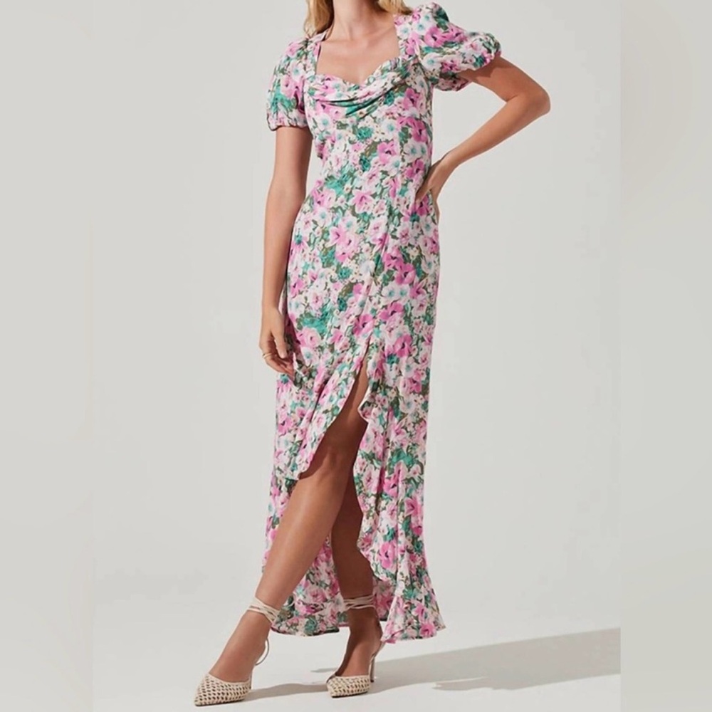Astr Dayanara Dress | Pink and green floral dress